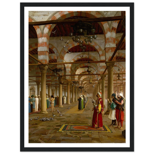 Prayer in the Mosque (1871) Art Print | Jean Leon Gerome - Framed Poster - 30x40 cm / 12x16″ - Black frame