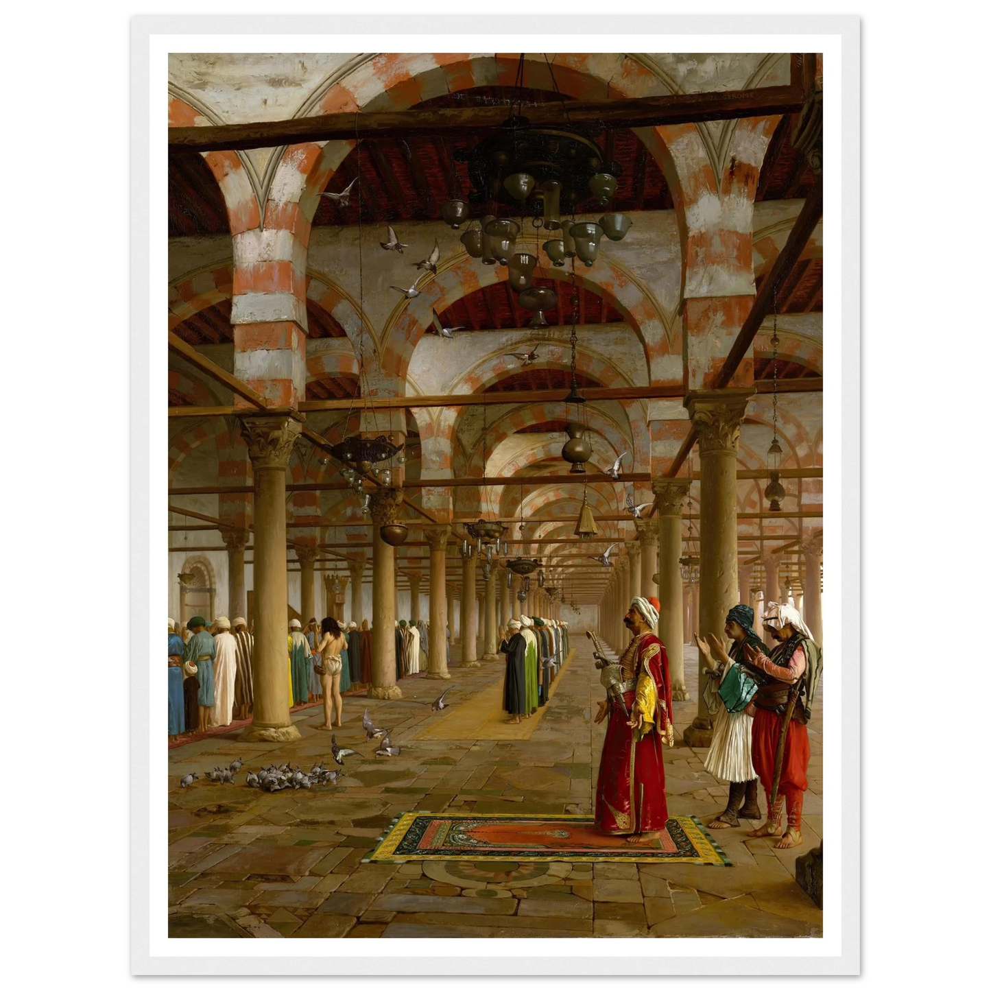 Prayer in the Mosque (1871) Art Print | Jean Leon Gerome - Framed Poster - 30x40 cm / 12x16″ - Black frame