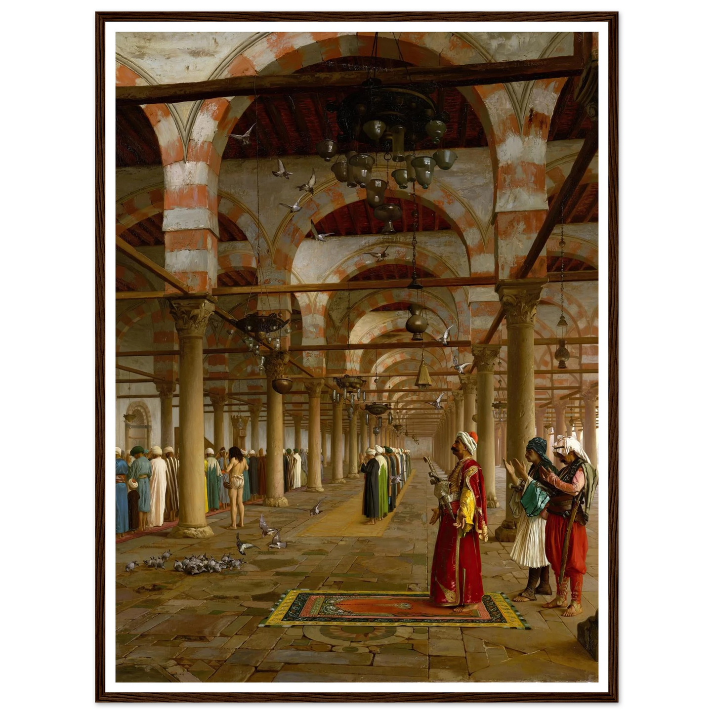 Prayer in the Mosque (1871) Art Print | Jean Leon Gerome - Framed Poster - 30x40 cm / 12x16″ - Black frame