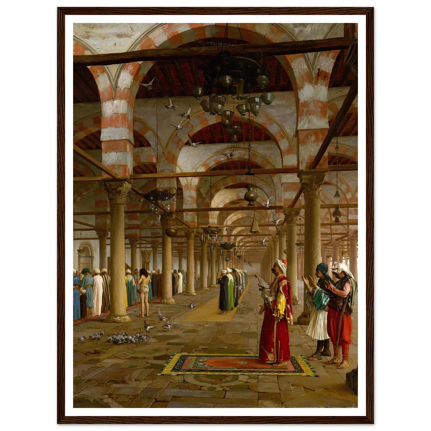 Prayer in the Mosque (1871) Art Print | Jean Leon Gerome - Framed Poster - 30x40 cm / 12x16″ - Black frame