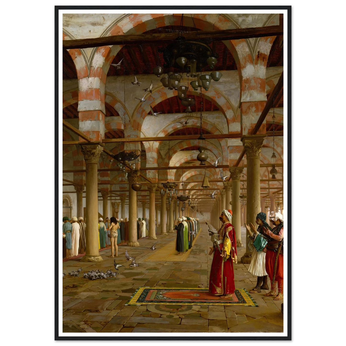Prayer in the Mosque (1871) Art Print | Jean Leon Gerome - Framed Poster - 30x40 cm / 12x16″ - Black frame