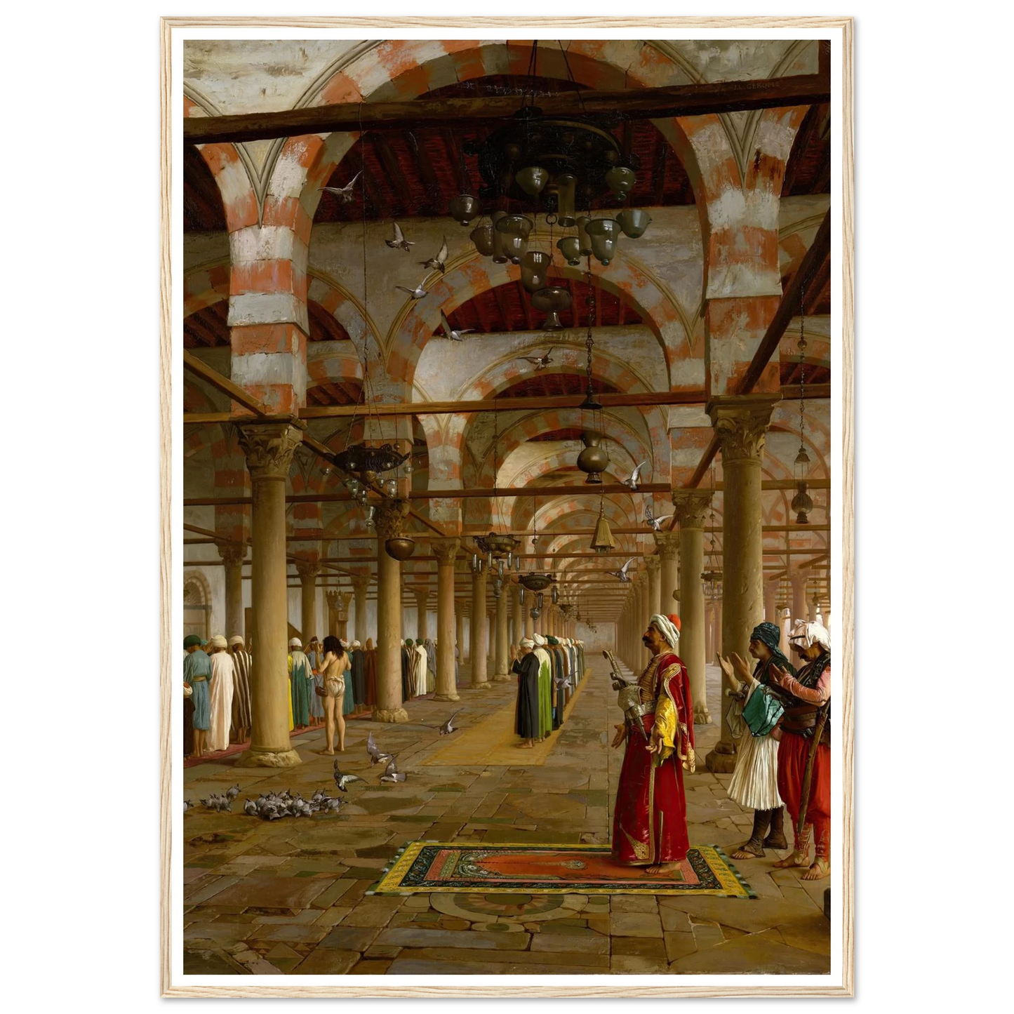 Prayer in the Mosque (1871) Art Print | Jean Leon Gerome - Framed Poster - 30x40 cm / 12x16″ - Black frame