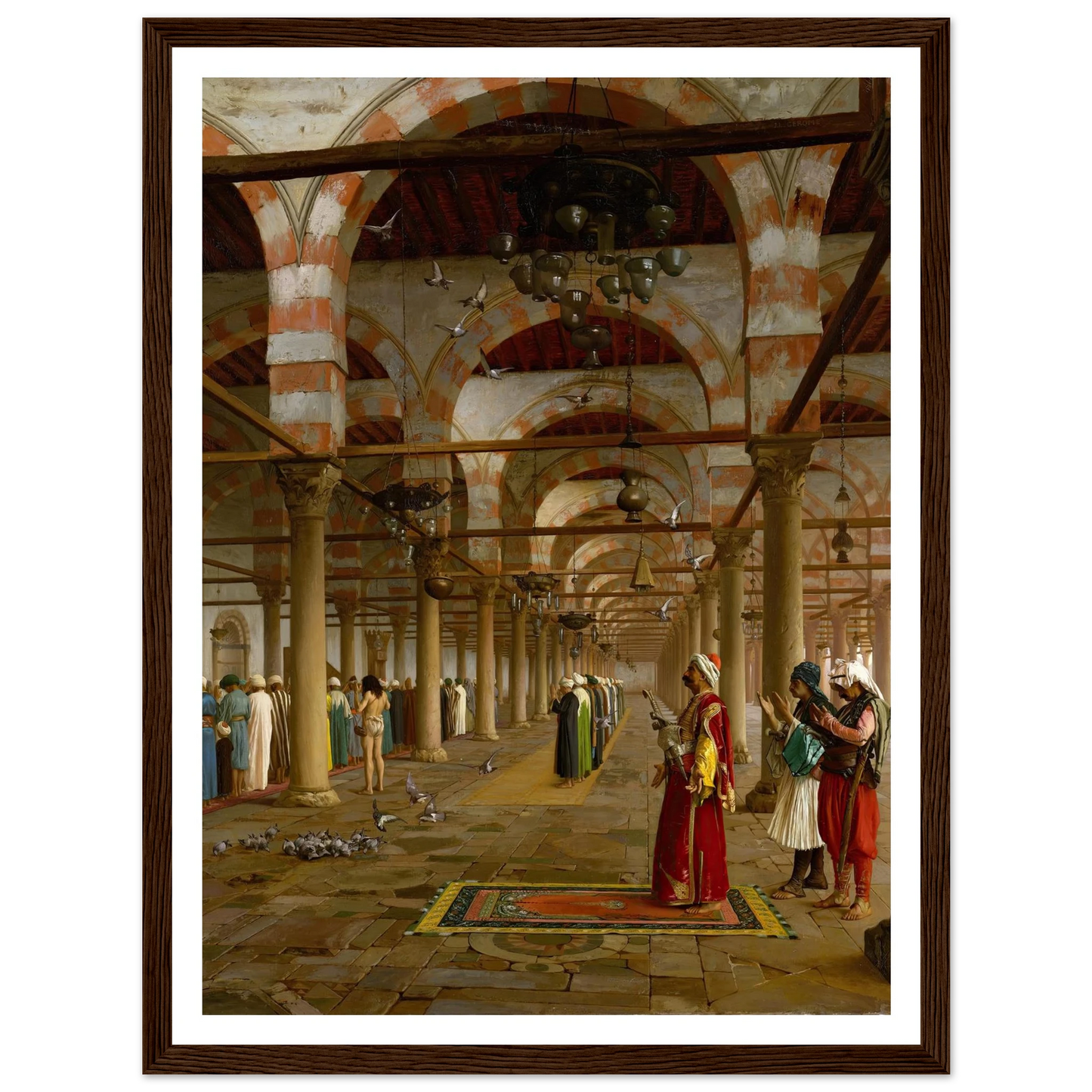 Prayer in the Mosque (1871) Art Print | Jean Leon Gerome - Framed Poster - 30x40 cm / 12x16″ - Black frame
