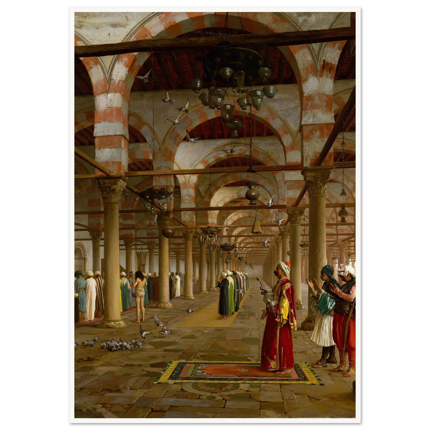Prayer in the Mosque (1871) Art Print | Jean Leon Gerome - Framed Poster - 30x40 cm / 12x16″ - Black frame