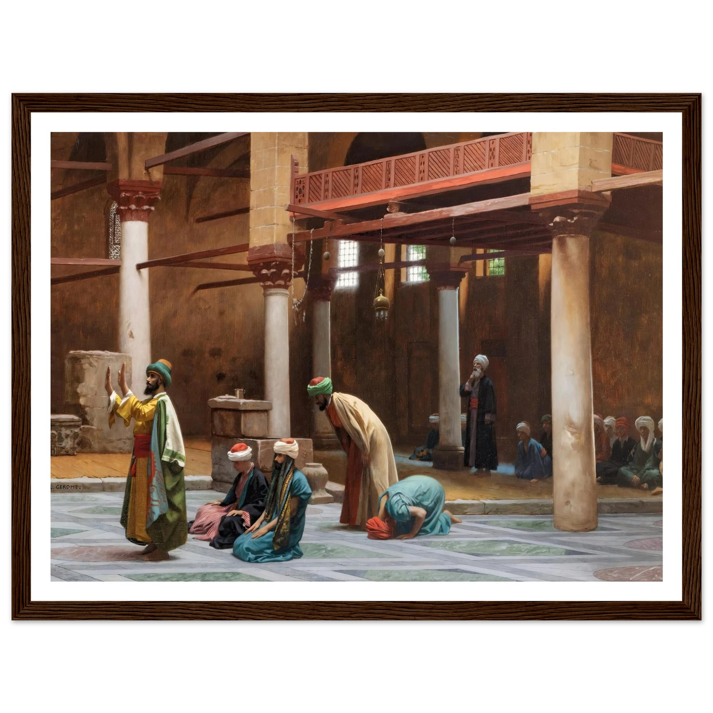 Prayers In The Mosque Art Print | Jean Leon Gerome - Framed Poster - 30x40 cm / 12x16″ - Black frame