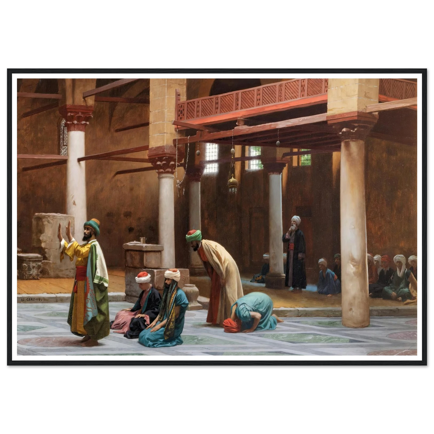 Prayers In The Mosque Art Print | Jean Leon Gerome - Framed Poster - 30x40 cm / 12x16″ - Black frame