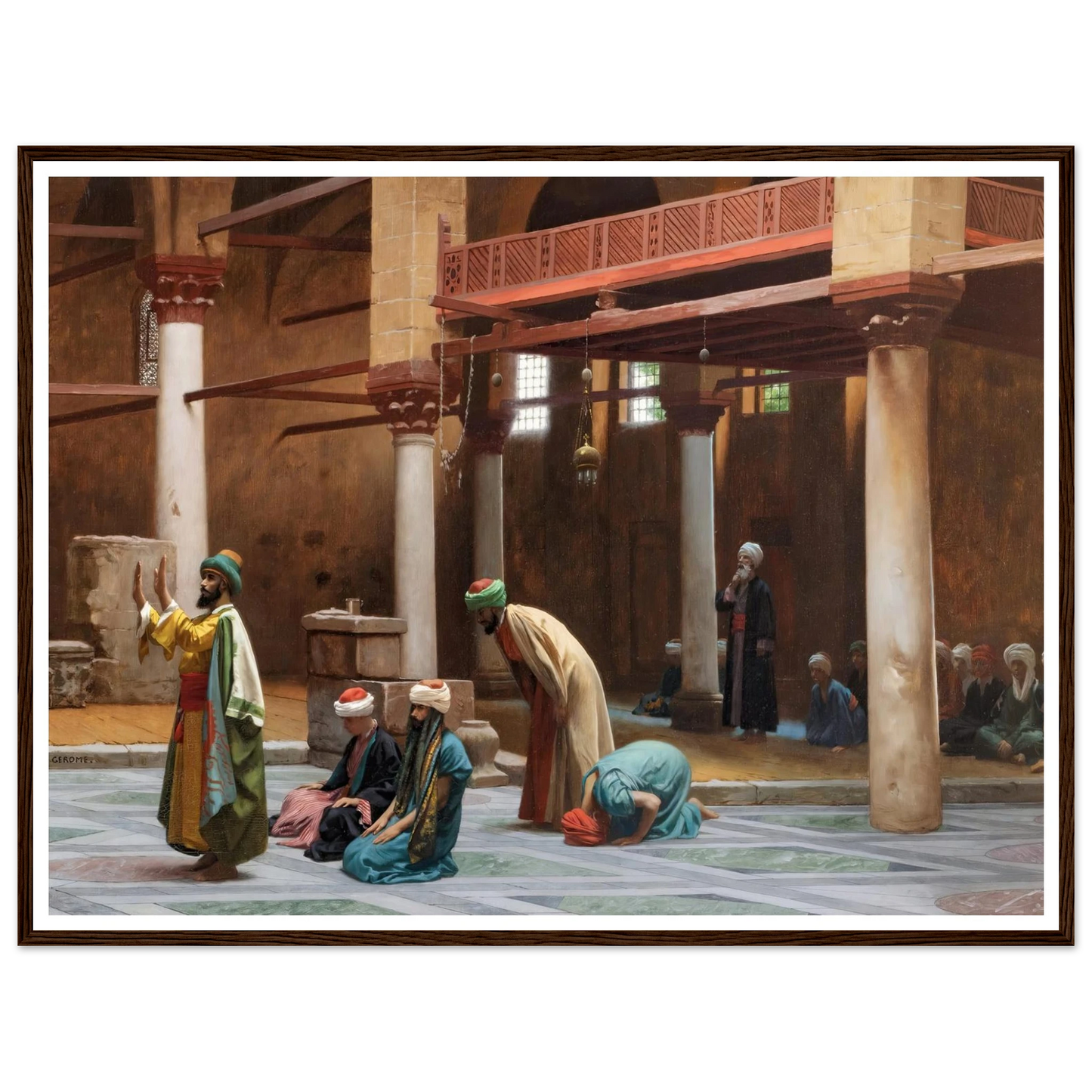 Prayers In The Mosque Art Print | Jean Leon Gerome - Framed Poster - 30x40 cm / 12x16″ - Black frame
