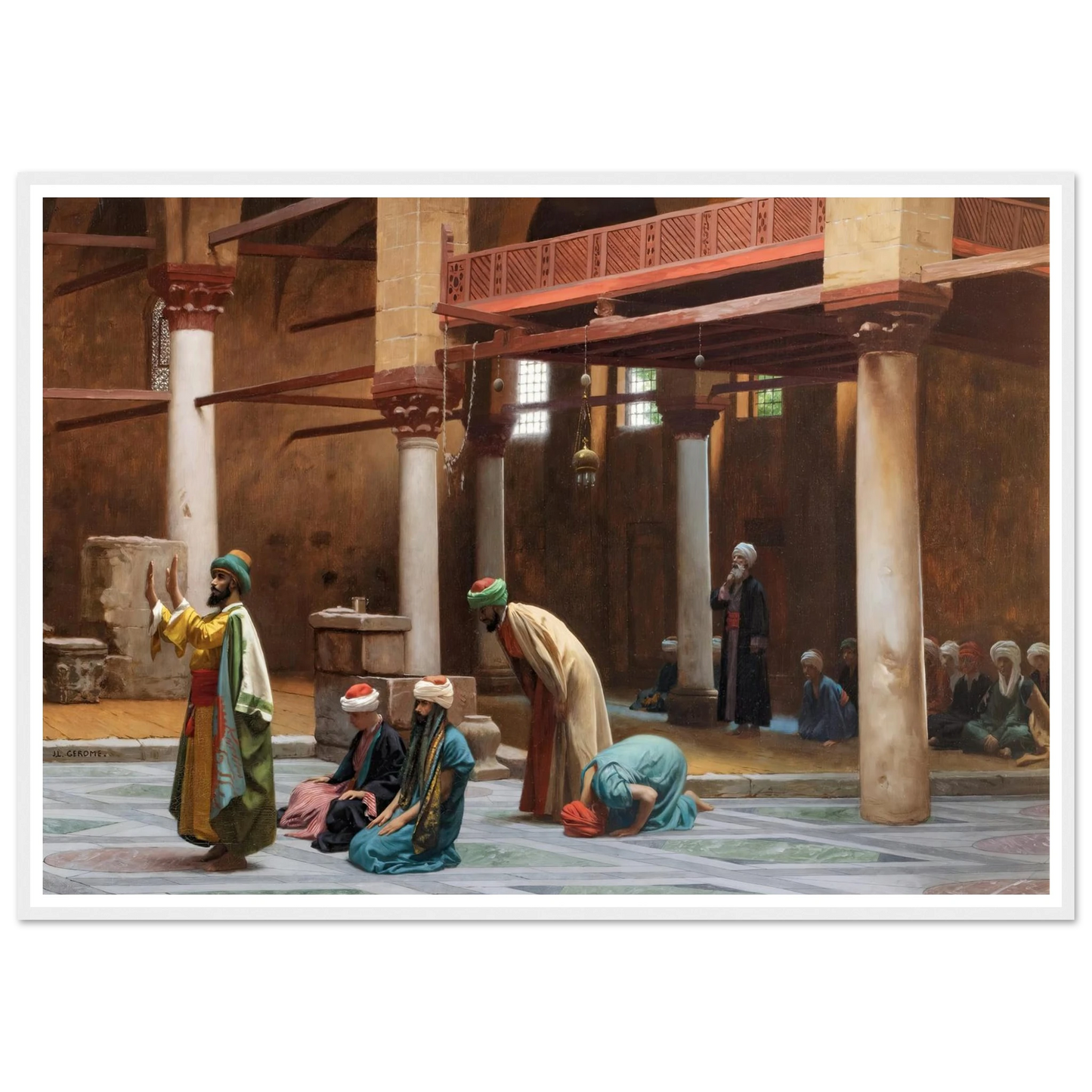 Prayers In The Mosque Art Print | Jean Leon Gerome - Framed Poster - 30x40 cm / 12x16″ - Black frame