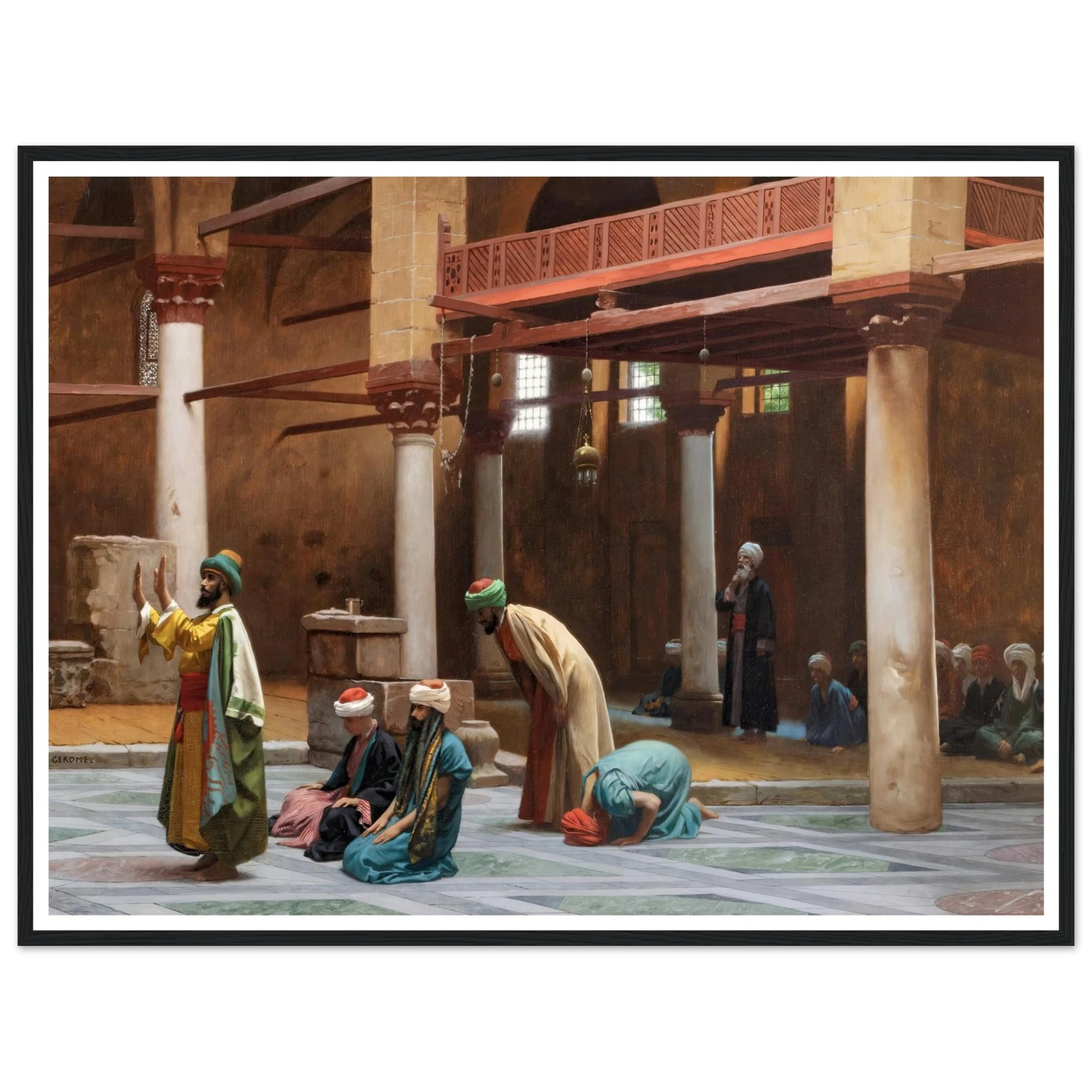 Prayers In The Mosque Art Print | Jean Leon Gerome - Framed Poster - 30x40 cm / 12x16″ - Black frame