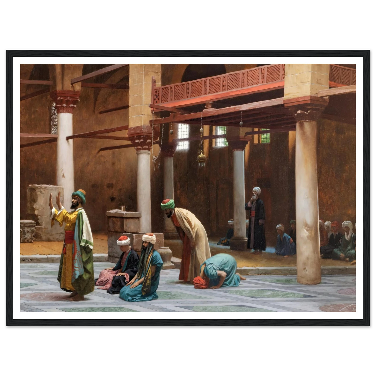 Prayers In The Mosque Art Print | Jean Leon Gerome - Framed Poster - 30x40 cm / 12x16″ - Black frame