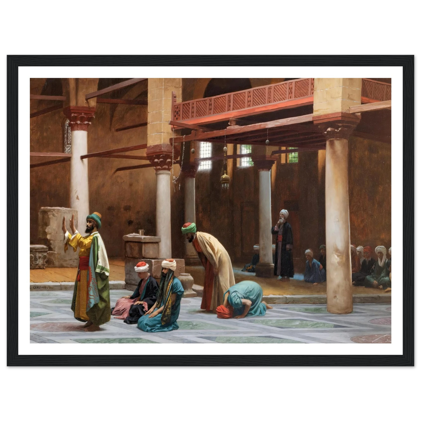 Prayers In The Mosque Art Print | Jean Leon Gerome - Framed Poster - 30x40 cm / 12x16″ - Black frame