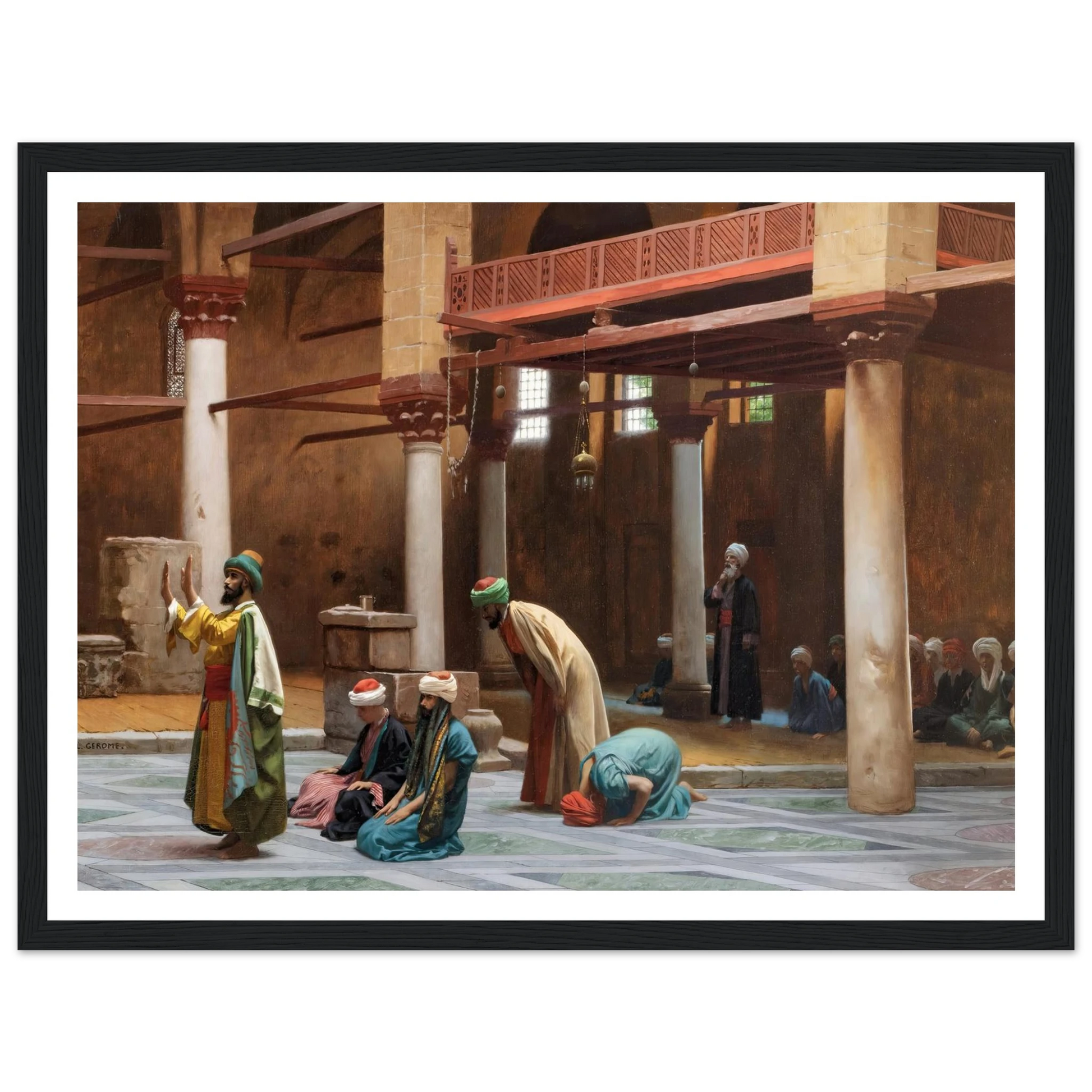 Prayers In The Mosque Art Print | Jean Leon Gerome - Framed Poster - 30x40 cm / 12x16″ - Black frame