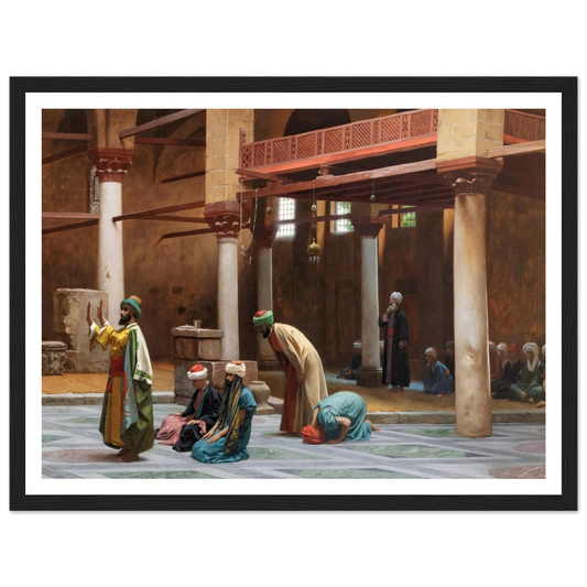 Prayers In The Mosque Art Print | Jean Leon Gerome - Framed Poster - 30x40 cm / 12x16″ - Black frame