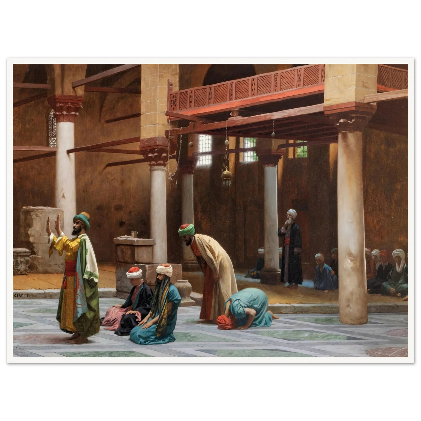 Prayers In The Mosque Art Print | Jean Leon Gerome - Framed Poster - 30x40 cm / 12x16″ - Black frame