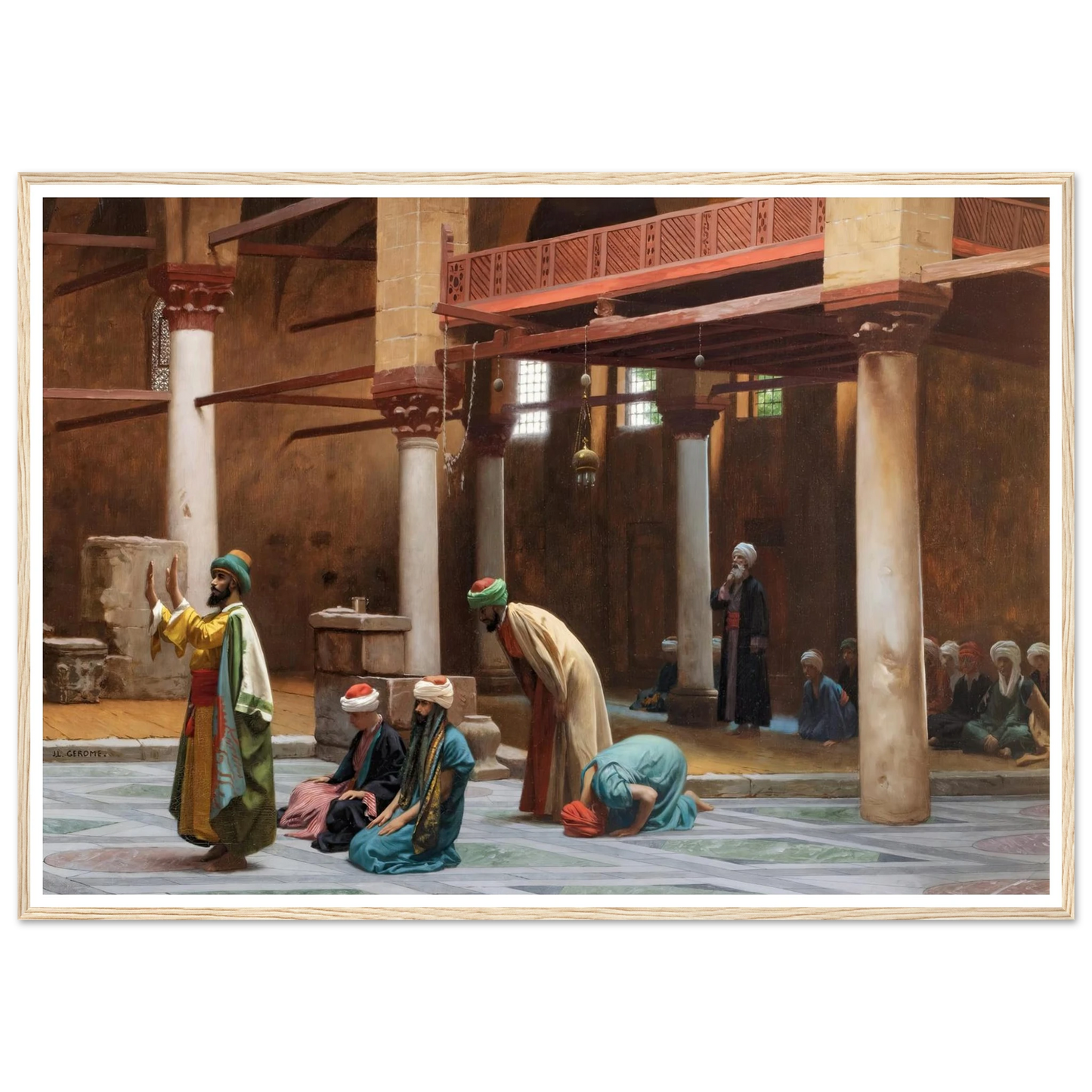 Prayers In The Mosque Art Print | Jean Leon Gerome - Framed Poster - 30x40 cm / 12x16″ - Black frame