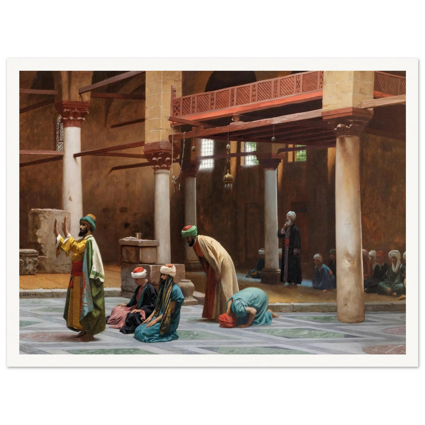Prayers In The Mosque Art Print | Jean Leon Gerome - Framed Poster - 30x40 cm / 12x16″ - Black frame