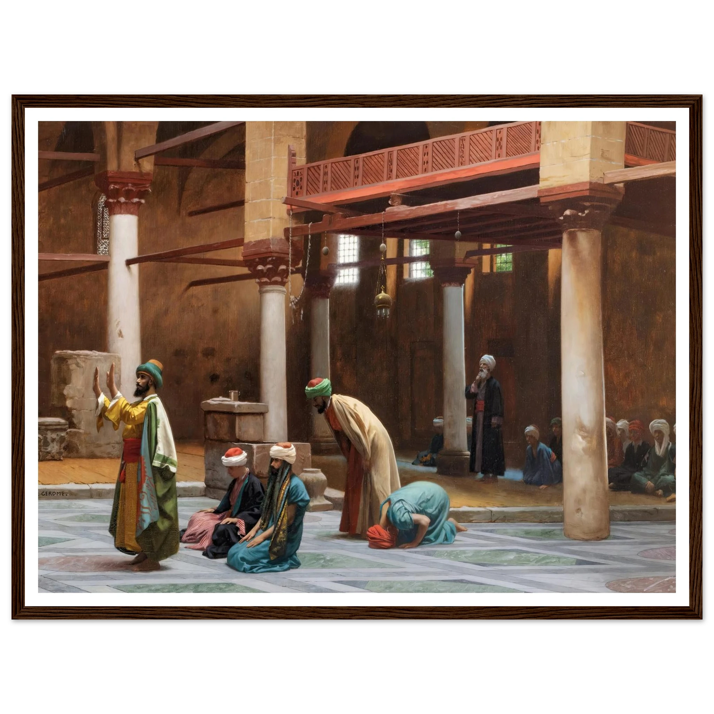 Prayers In The Mosque Art Print | Jean Leon Gerome - Framed Poster - 30x40 cm / 12x16″ - Black frame