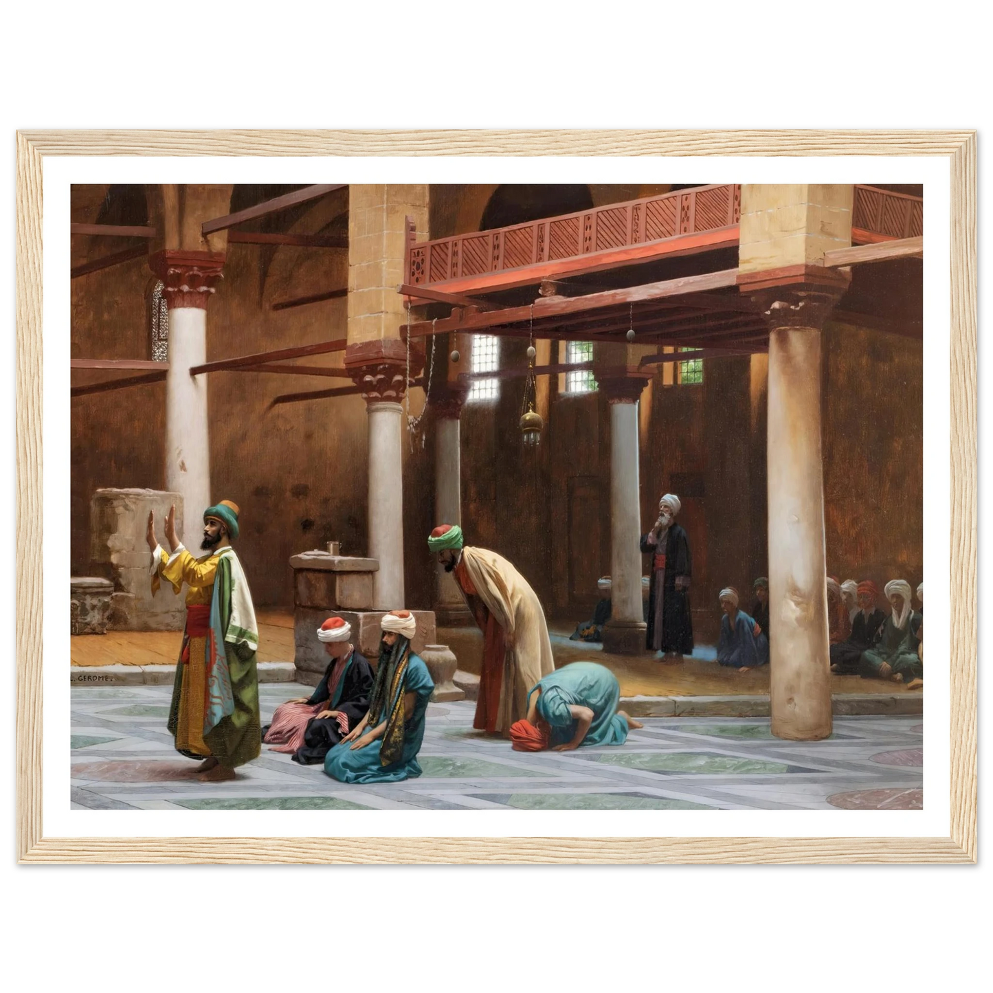Prayers In The Mosque Art Print | Jean Leon Gerome - Framed Poster - 30x40 cm / 12x16″ - Black frame