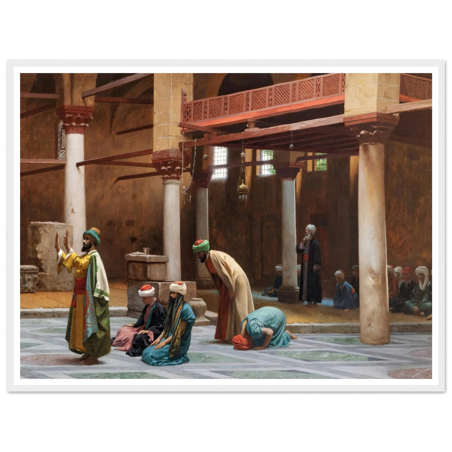 Prayers In The Mosque Art Print | Jean Leon Gerome - Framed Poster - 30x40 cm / 12x16″ - Black frame