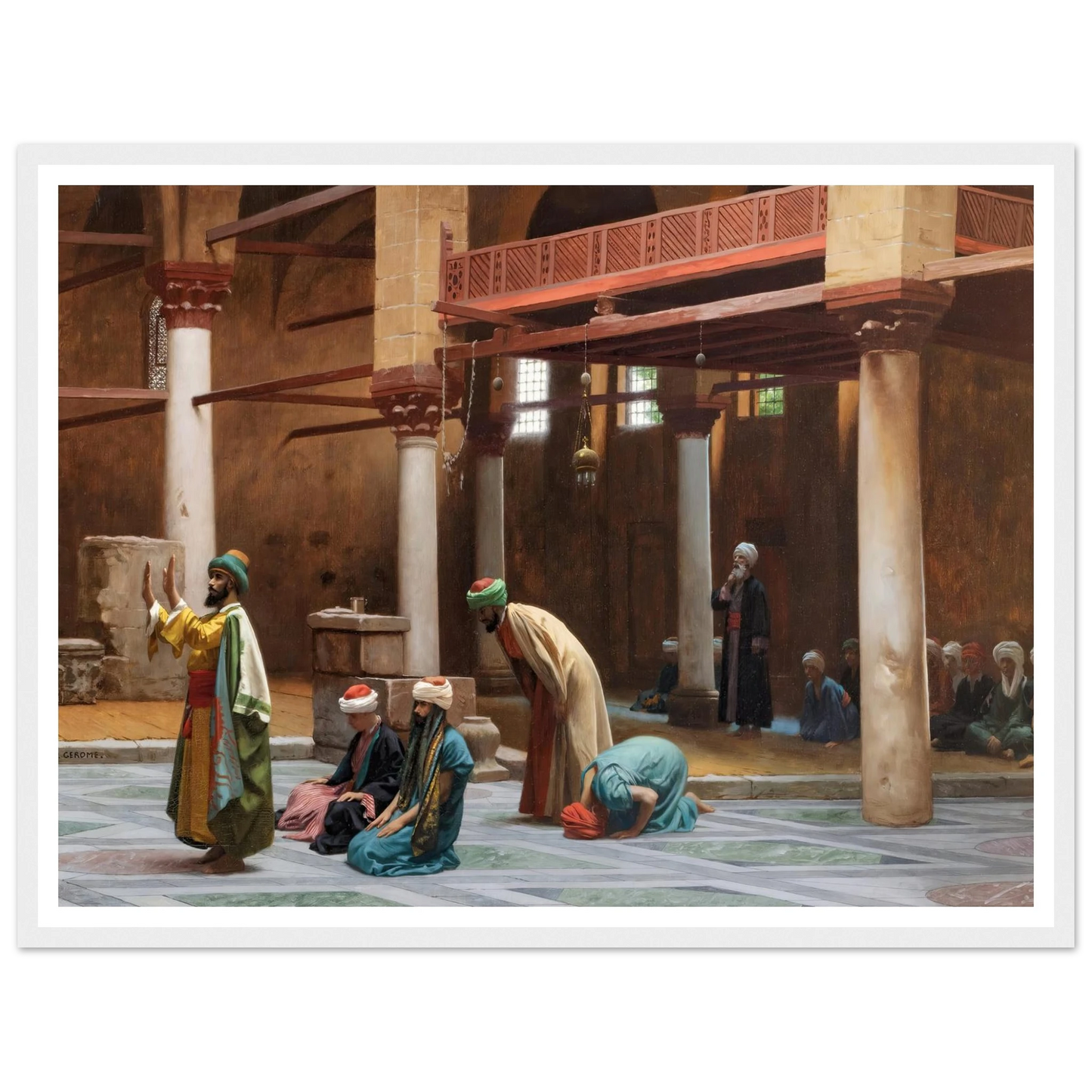 Prayers In The Mosque Art Print | Jean Leon Gerome - Framed Poster - 30x40 cm / 12x16″ - Black frame