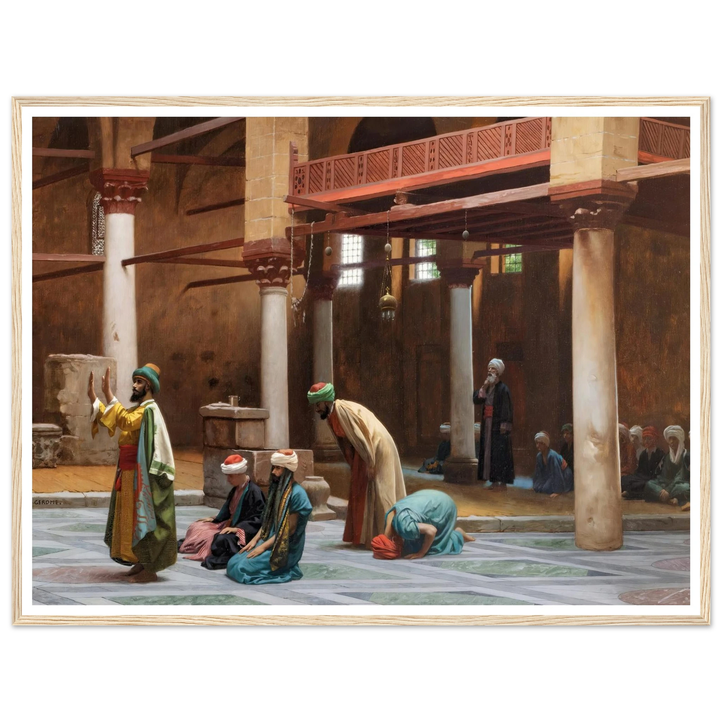 Prayers In The Mosque Art Print | Jean Leon Gerome - Framed Poster - 30x40 cm / 12x16″ - Black frame