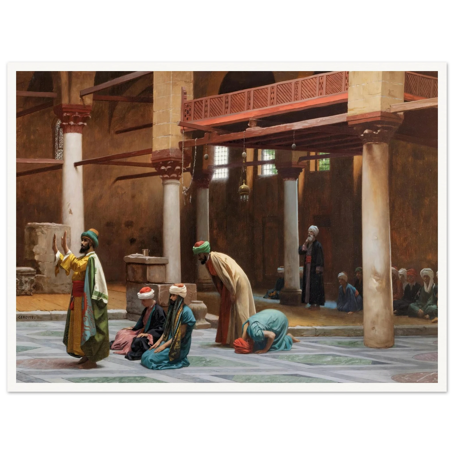 Prayers In The Mosque Art Print | Jean Leon Gerome - Framed Poster - 30x40 cm / 12x16″ - Black frame