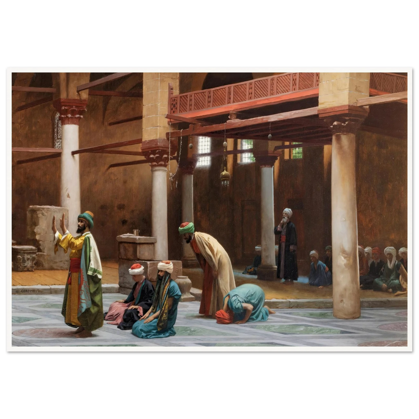 Prayers In The Mosque Art Print | Jean Leon Gerome - Framed Poster - 30x40 cm / 12x16″ - Black frame