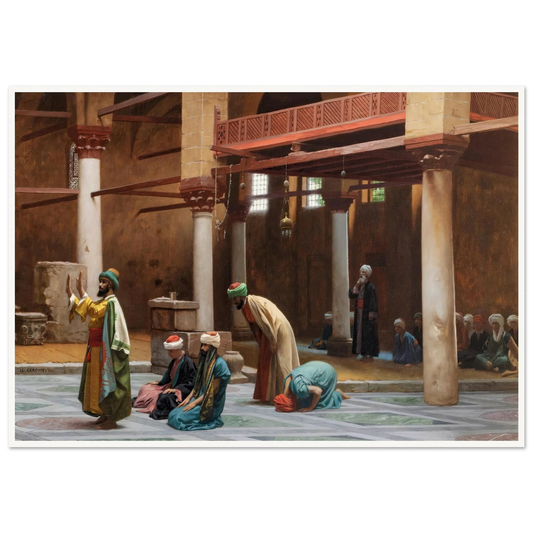 Prayers In The Mosque Art Print | Jean Leon Gerome - Framed Poster - 30x40 cm / 12x16″ - Black frame