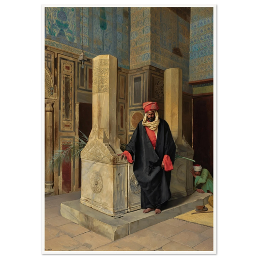 Praying In The Blue Mosque, Cairo (1898) Art Print | Ludwig Deutsch - Framed Poster - 30x40 cm / 12x16″ - Black frame