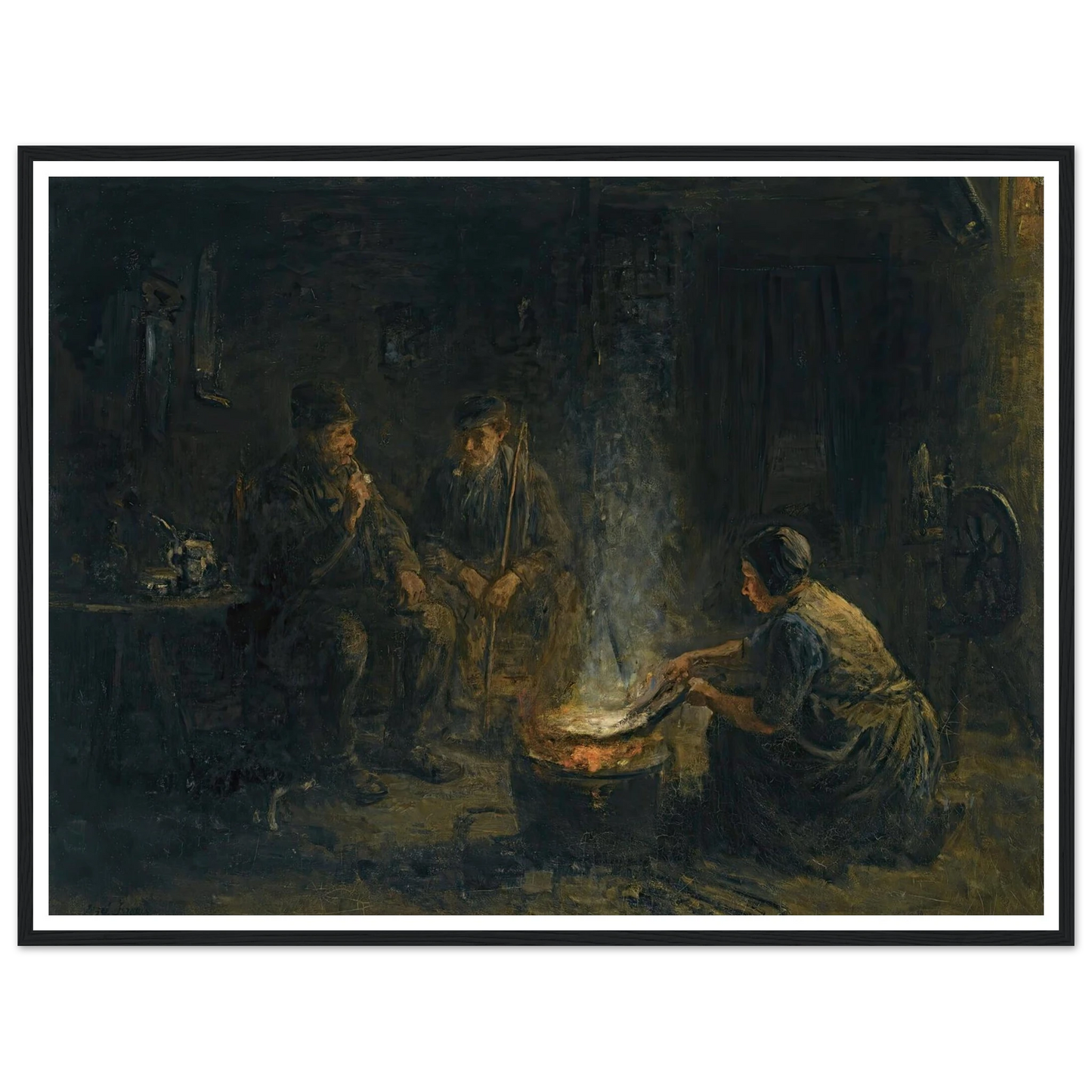 Preparing the meal Art Print | Jozef Israels - Framed Poster - 30x40 cm / 12x16″ - Black frame