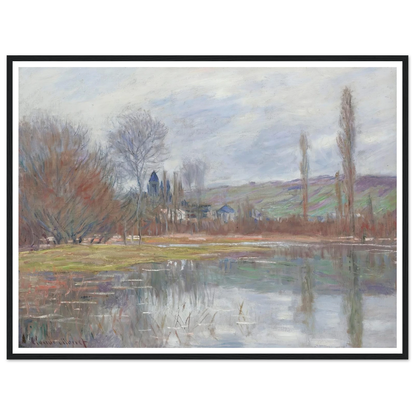 Printemps À Vétheuil (1881) Art Print | Claude Monet - Framed Poster - 30x40 cm / 12x16″ - Black frame