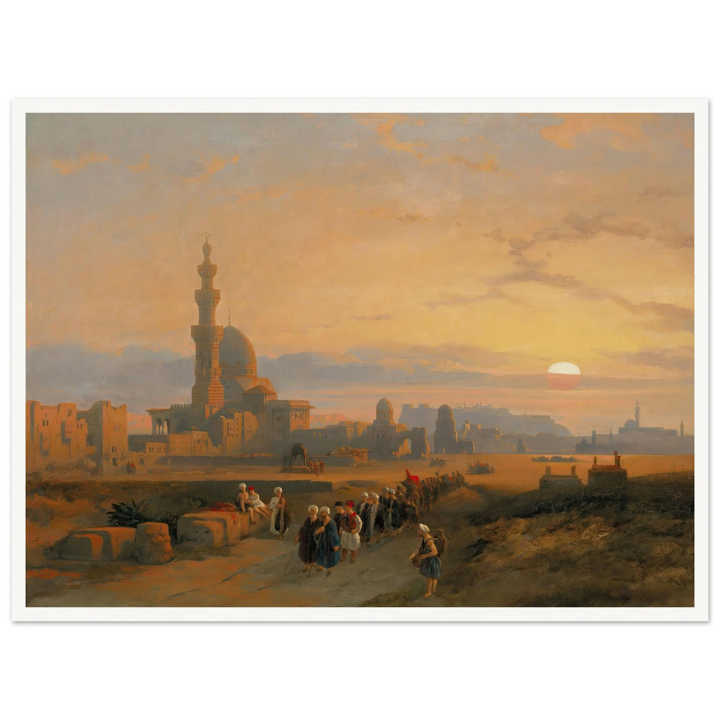 Procession before the tombs of the Caliphs, Grand Cairo (1846) Art Print | David Roberts - Framed Poster - 30x40 cm / 12x16″ - Black frame