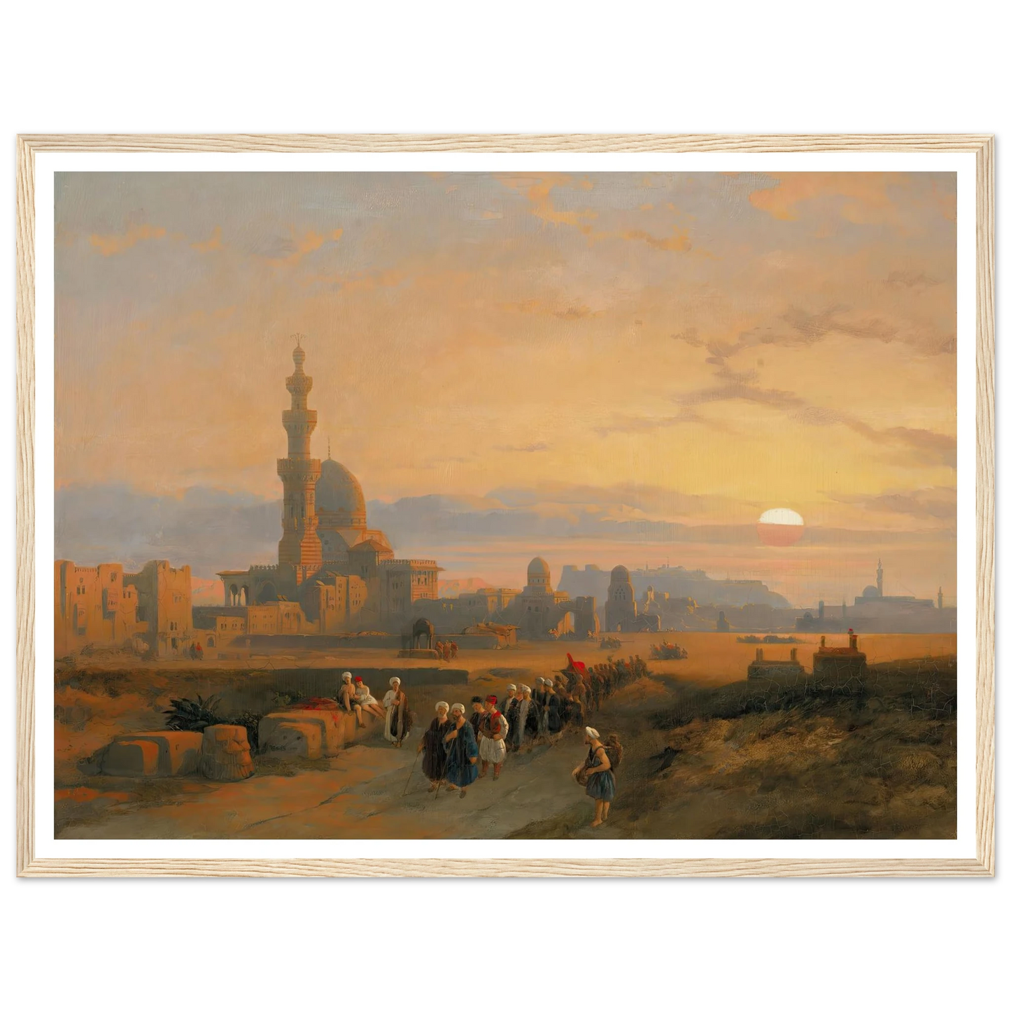 Procession before the tombs of the Caliphs, Grand Cairo (1846) Art Print | David Roberts - Framed Poster - 30x40 cm / 12x16″ - Black frame