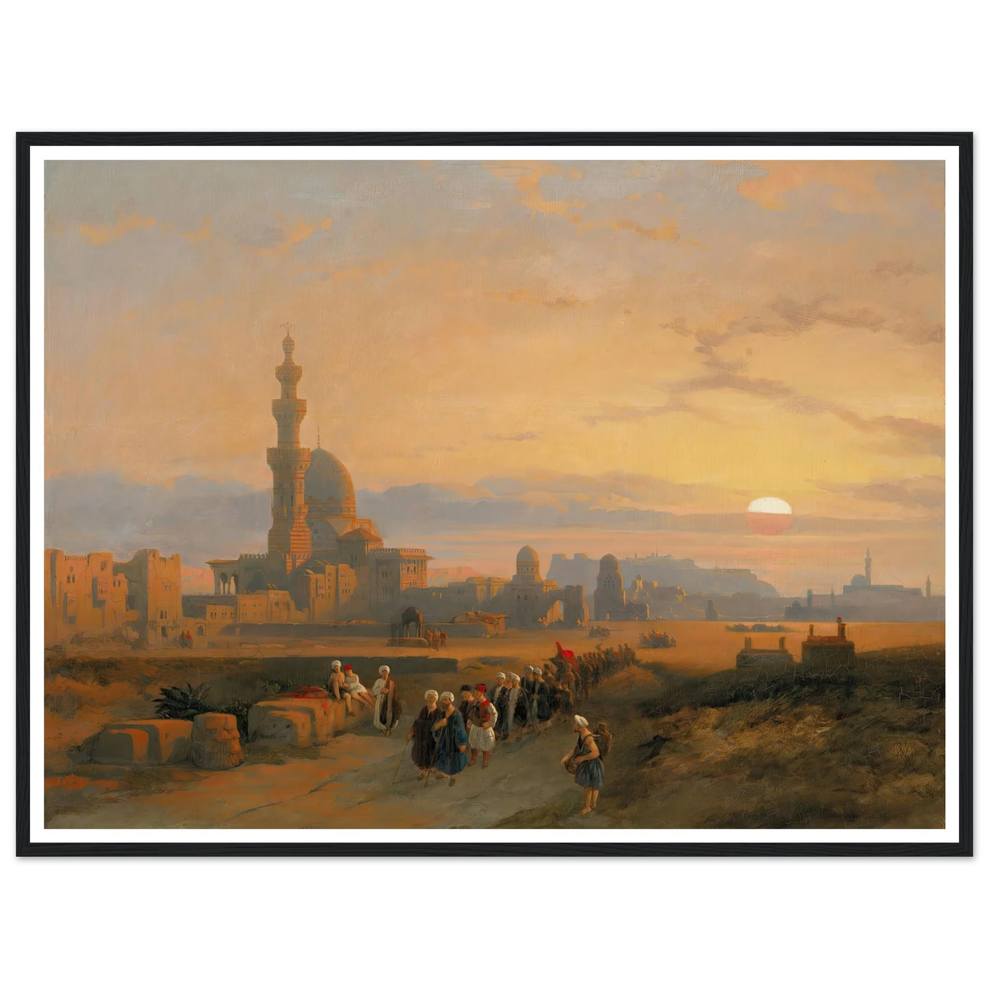 Procession before the tombs of the Caliphs, Grand Cairo (1846) Art Print | David Roberts - Framed Poster - 30x40 cm / 12x16″ - Black frame