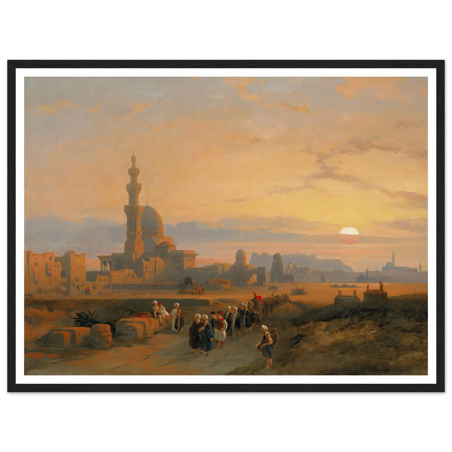 Procession before the tombs of the Caliphs, Grand Cairo (1846) Art Print | David Roberts - Framed Poster - 30x40 cm / 12x16″ - Black frame