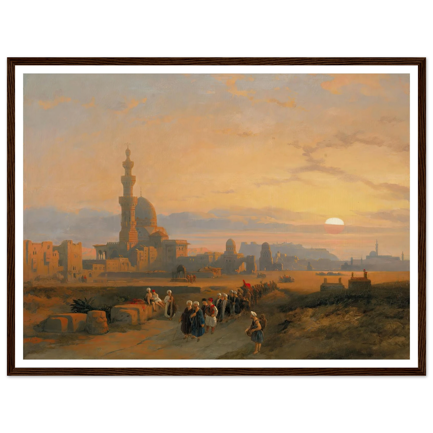 Procession before the tombs of the Caliphs, Grand Cairo (1846) Art Print | David Roberts - Framed Poster - 30x40 cm / 12x16″ - Black frame