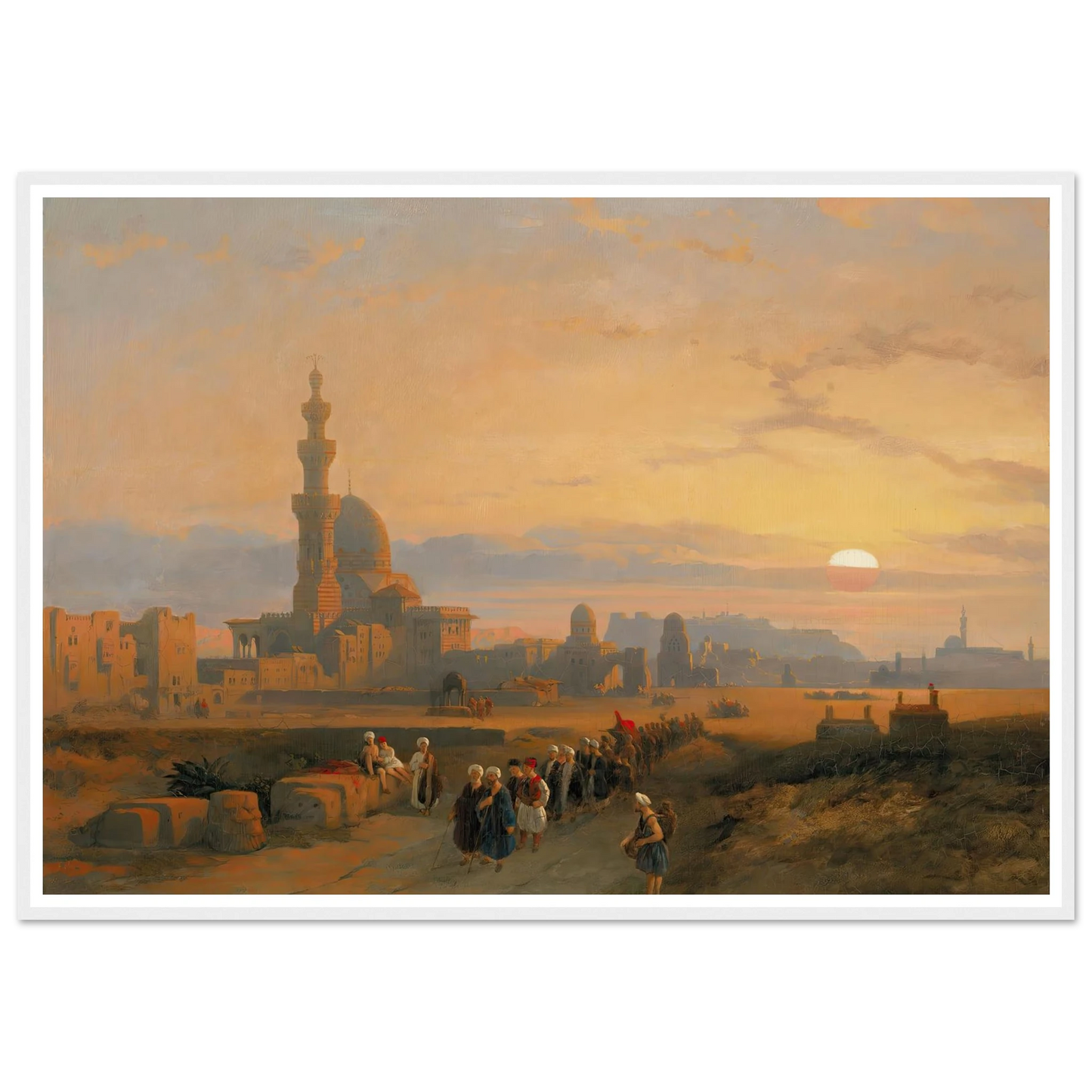 Procession before the tombs of the Caliphs, Grand Cairo (1846) Art Print | David Roberts - Framed Poster - 30x40 cm / 12x16″ - Black frame