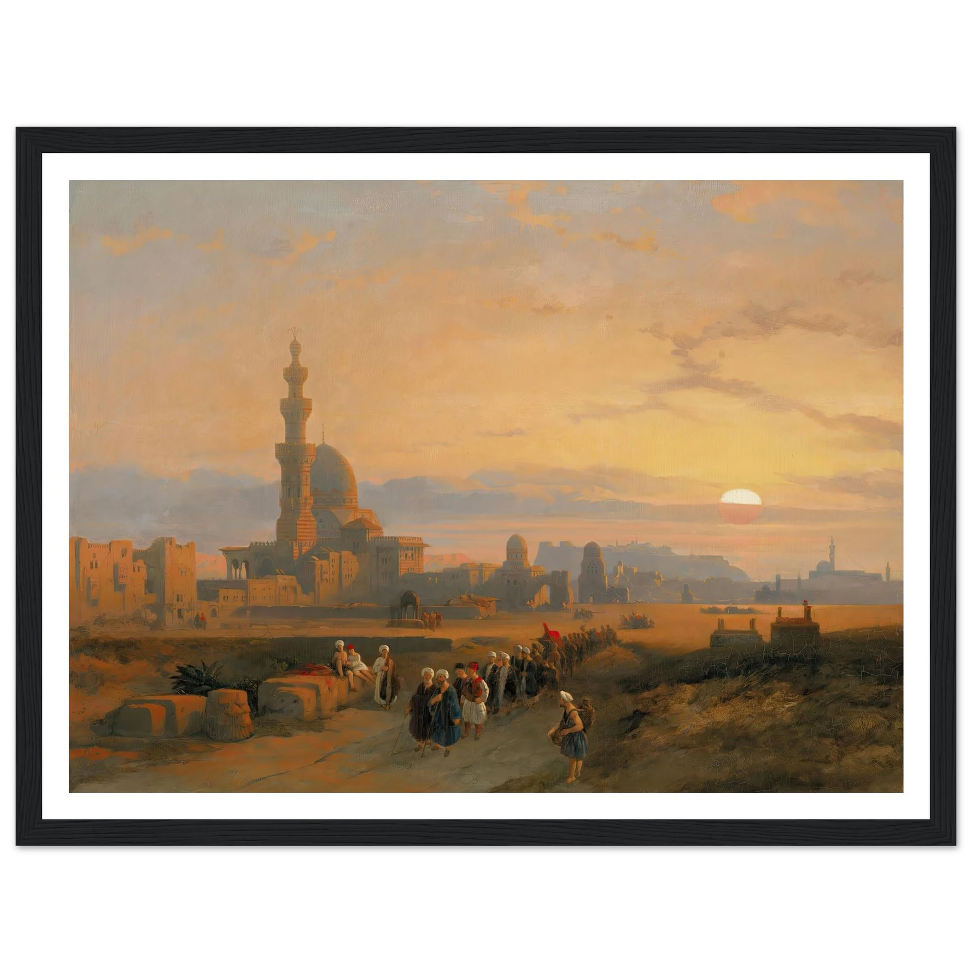 Procession before the tombs of the Caliphs, Grand Cairo (1846) Art Print | David Roberts - Framed Poster - 30x40 cm / 12x16″ - Black frame