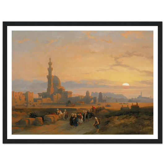 Procession before the tombs of the Caliphs, Grand Cairo (1846) Art Print | David Roberts - Framed Poster - 30x40 cm / 12x16″ - Black frame