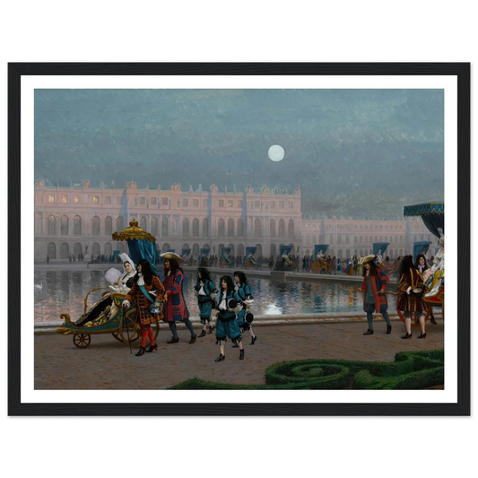 Promenade de la Cour dans les jardins de Versailles Art Print | Jean Leon Gerome - Framed Poster - 30x40 cm / 12x16″ - Black frame