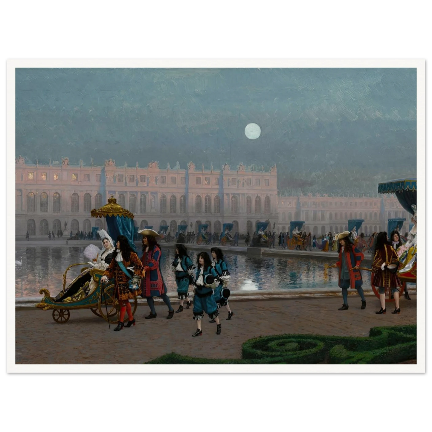 Promenade de la Cour dans les jardins de Versailles Art Print | Jean Leon Gerome - Framed Poster - 30x40 cm / 12x16″ - Black frame