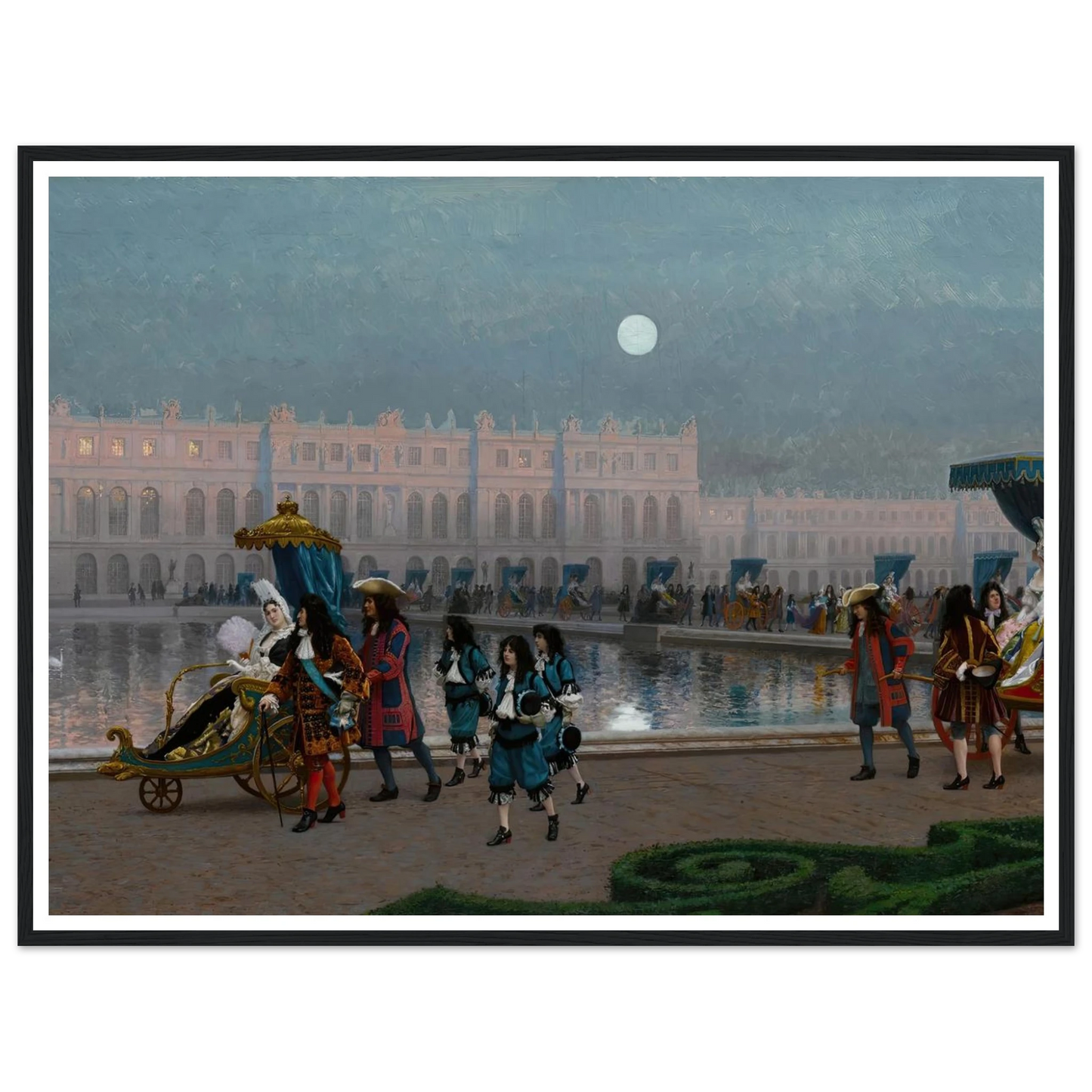 Promenade de la Cour dans les jardins de Versailles Art Print | Jean Leon Gerome - Framed Poster - 30x40 cm / 12x16″ - Black frame