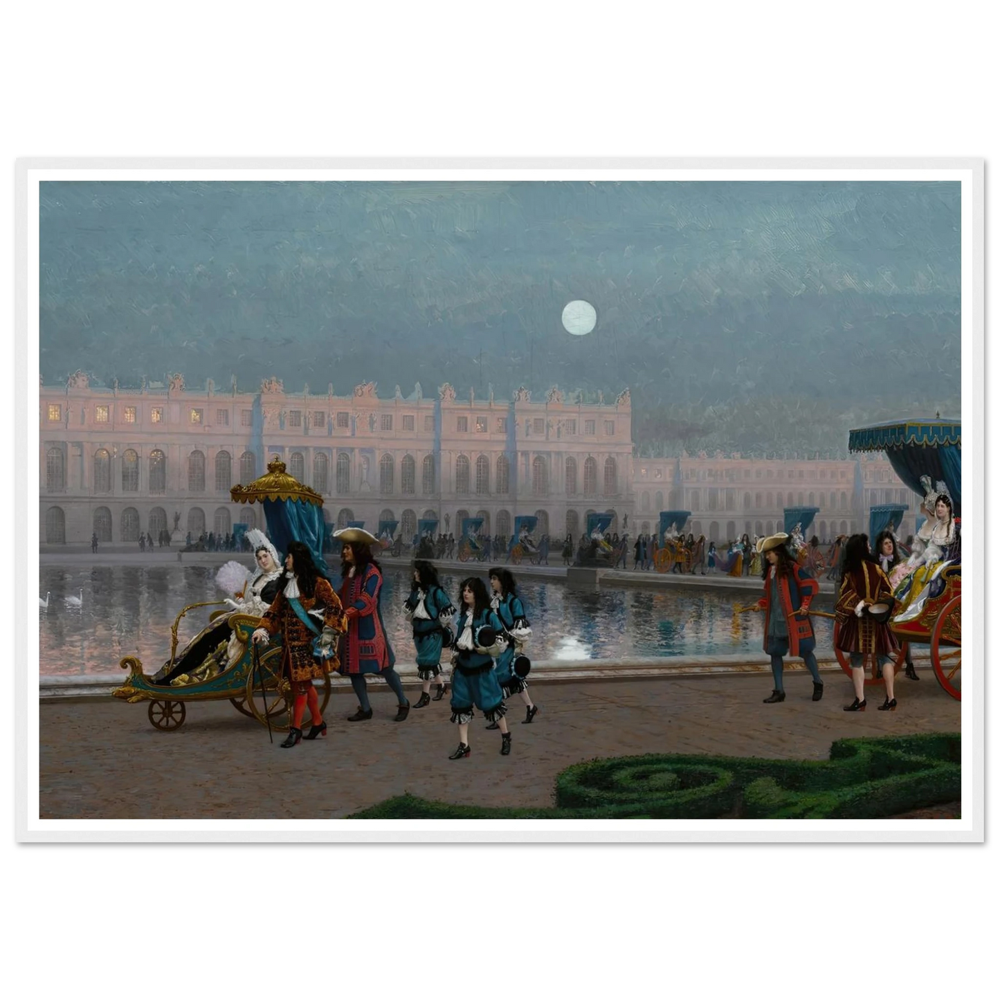 Promenade de la Cour dans les jardins de Versailles Art Print | Jean Leon Gerome - Framed Poster - 30x40 cm / 12x16″ - Black frame