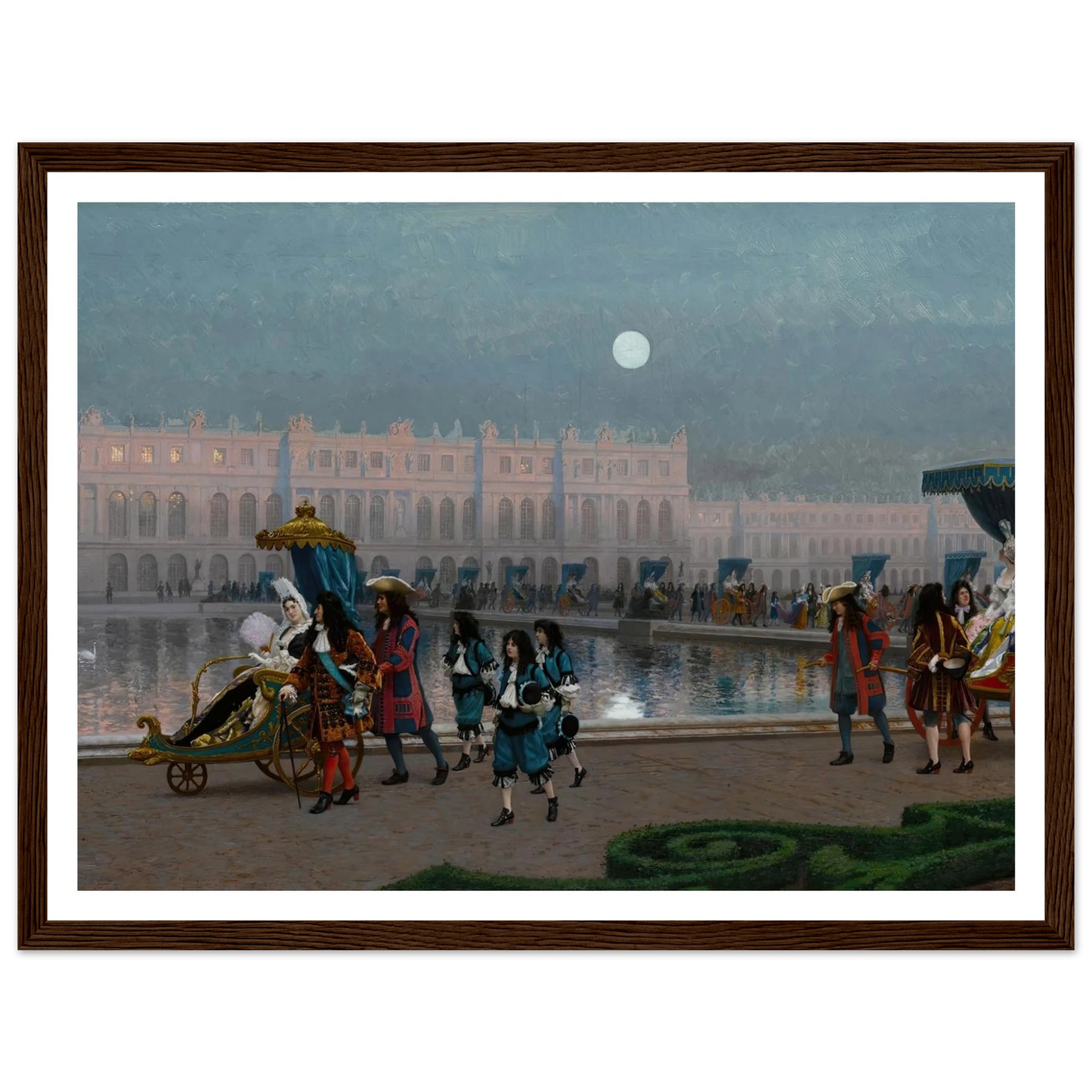 Promenade de la Cour dans les jardins de Versailles Art Print | Jean Leon Gerome - Framed Poster - 30x40 cm / 12x16″ - Black frame