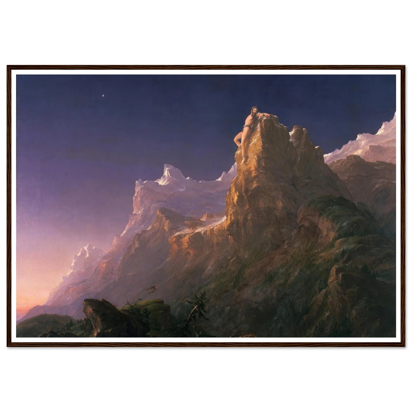 Prometheus Bound Art Print | Thomas Cole - Framed Poster - 30x40 cm / 12x16″ - Black frame