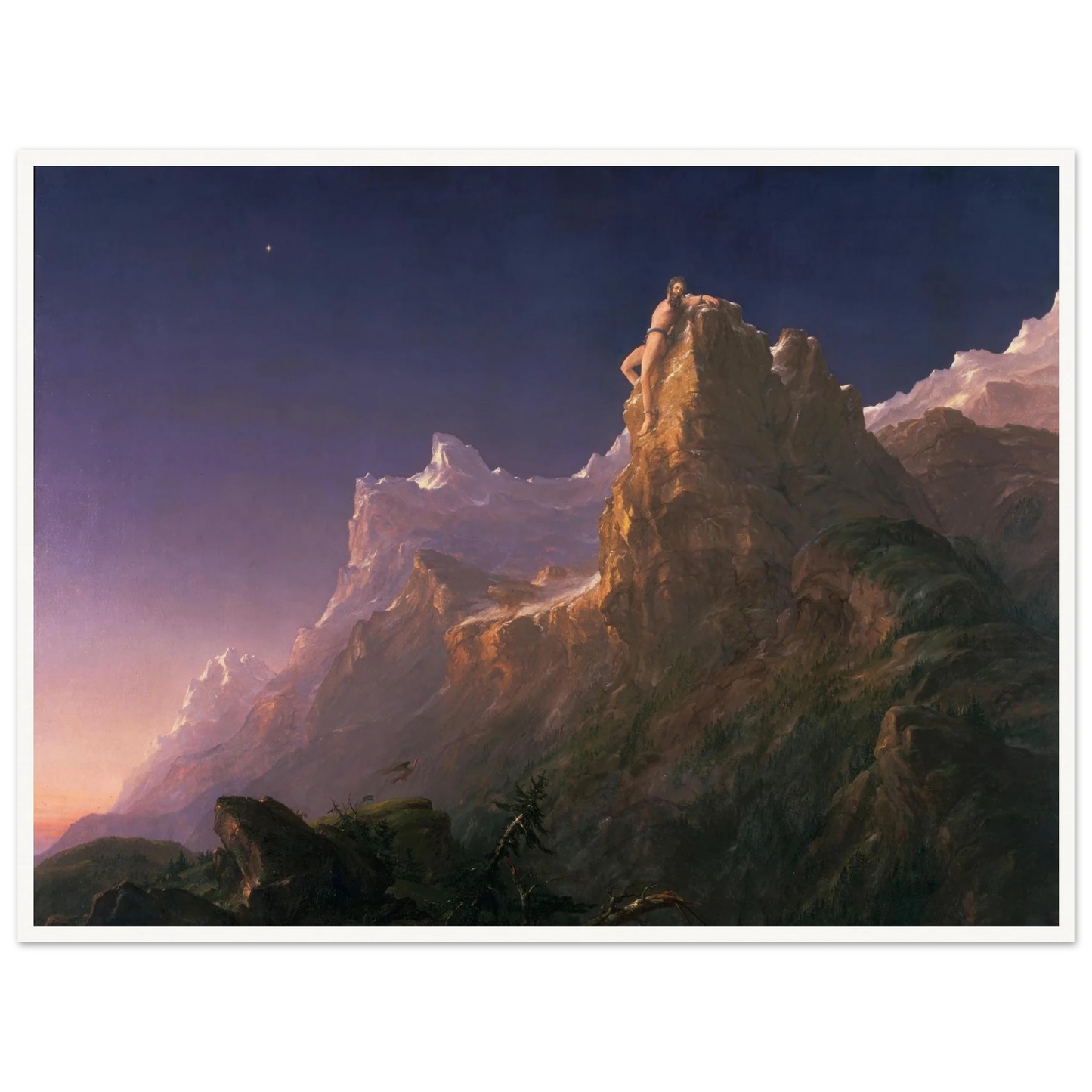Prometheus Bound Art Print | Thomas Cole - Framed Poster - 30x40 cm / 12x16″ - Black frame
