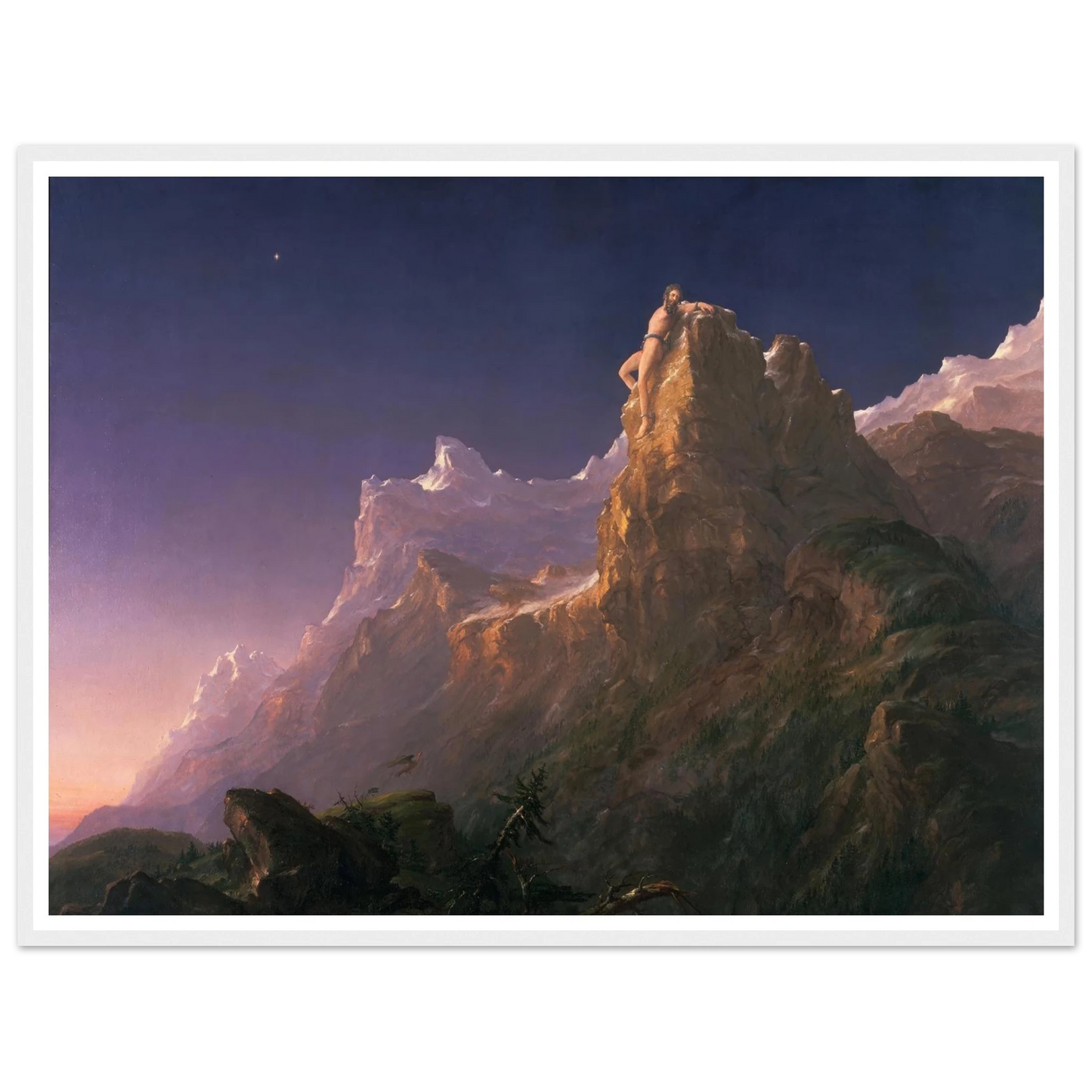 Prometheus Bound Art Print | Thomas Cole - Framed Poster - 30x40 cm / 12x16″ - Black frame