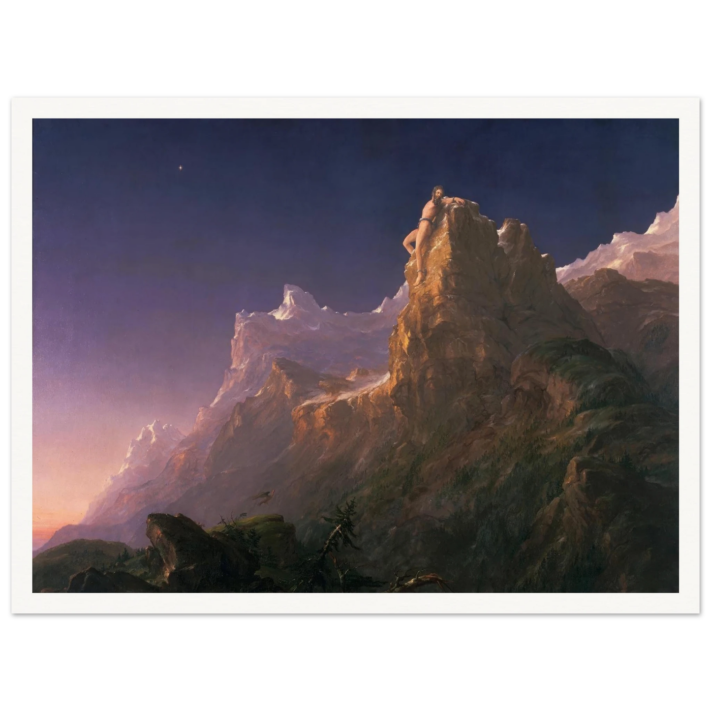 Prometheus Bound Art Print | Thomas Cole - Framed Poster - 30x40 cm / 12x16″ - Black frame