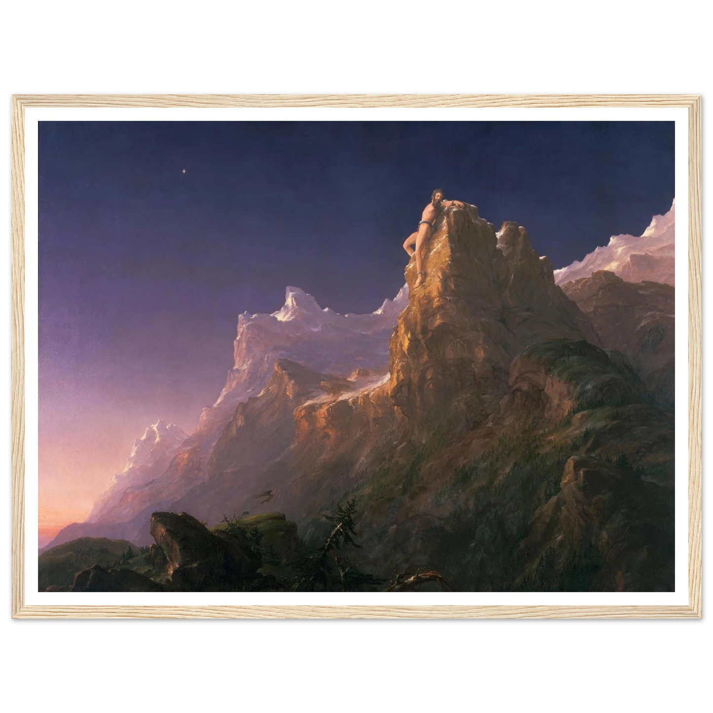 Prometheus Bound Art Print | Thomas Cole - Framed Poster - 30x40 cm / 12x16″ - Black frame