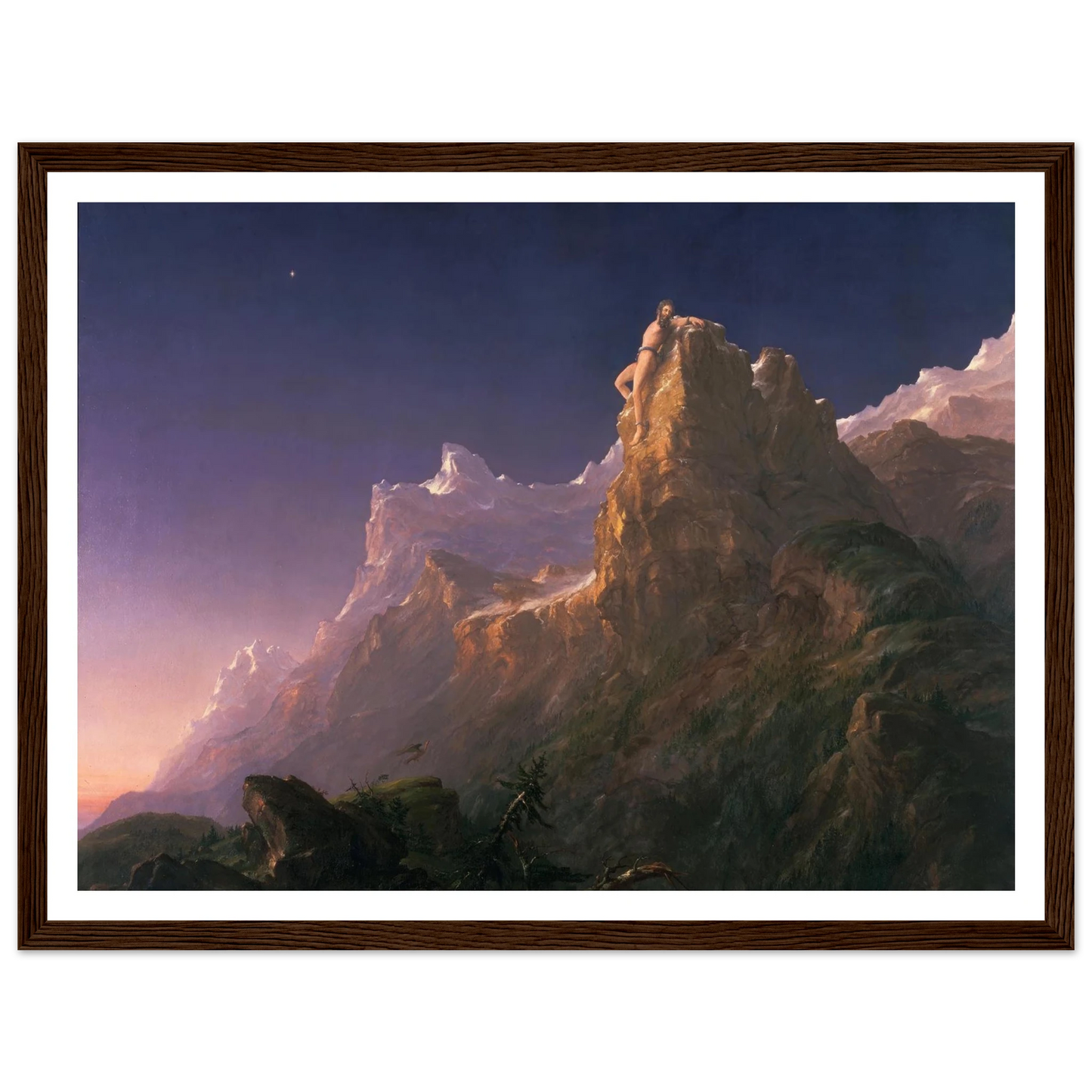 Prometheus Bound Art Print | Thomas Cole - Framed Poster - 30x40 cm / 12x16″ - Black frame